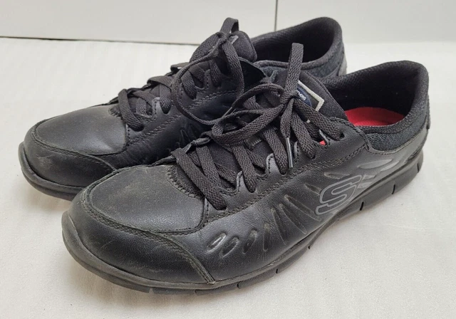 76551 SKECHERS WOMEN S ELDRED SLIP RESISTANT Work Shoes BLK Black